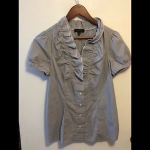 The Limited grey white pinstripes button up